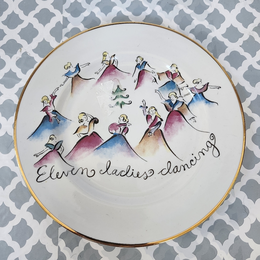 Rosanna Eleven Ladies Dancing Salad Plate with Gold Trim